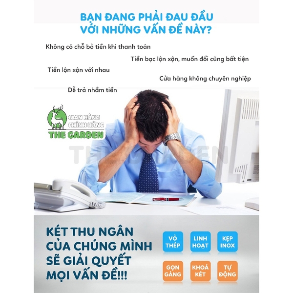Két Tiền Thu Ngân THE GARDEN | Chất liệu Thép | Tự động bật nắp | 5 ngăn - 8 ngăn - 10 ngăn