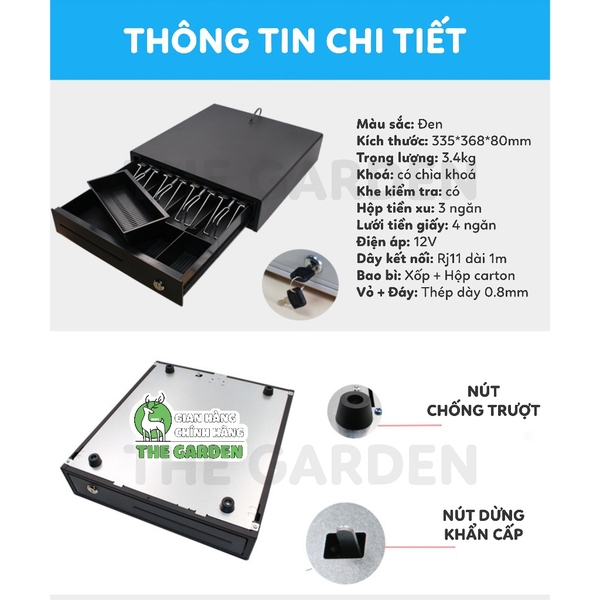 Két Tiền Thu Ngân THE GARDEN | Chất liệu Thép | Tự động bật nắp | 5 ngăn - 8 ngăn - 10 ngăn