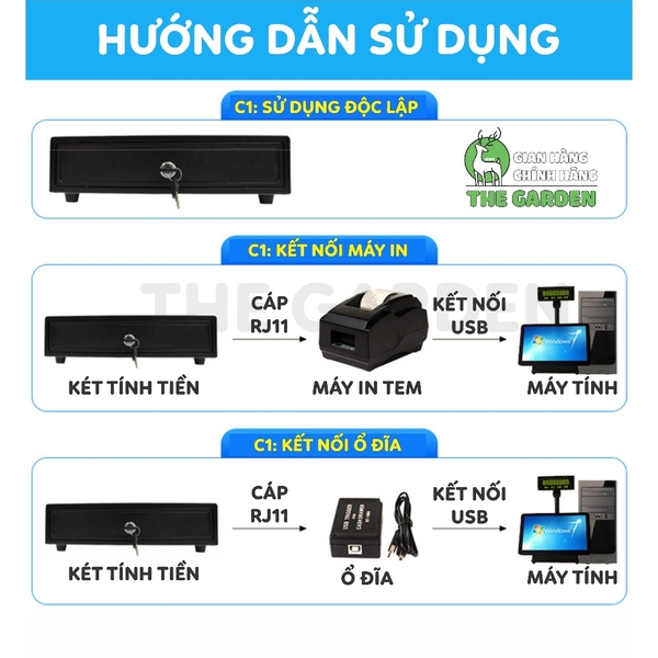 Két Tiền Thu Ngân THE GARDEN | Chất liệu Thép | Tự động bật nắp | 5 ngăn - 8 ngăn - 10 ngăn