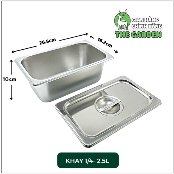 Khay đựng topping inox cao cấp |  sâu 10cm | Có nắp | Nhiều kích thước
