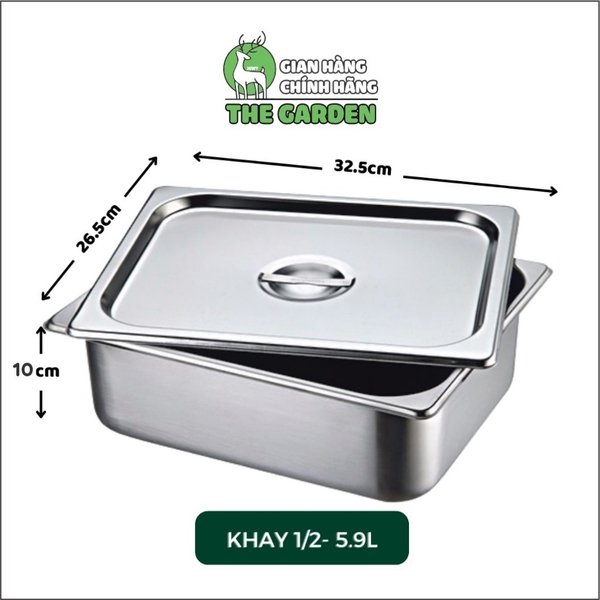 Khay đựng topping inox cao cấp |  sâu 10cm | Có nắp | Nhiều kích thước