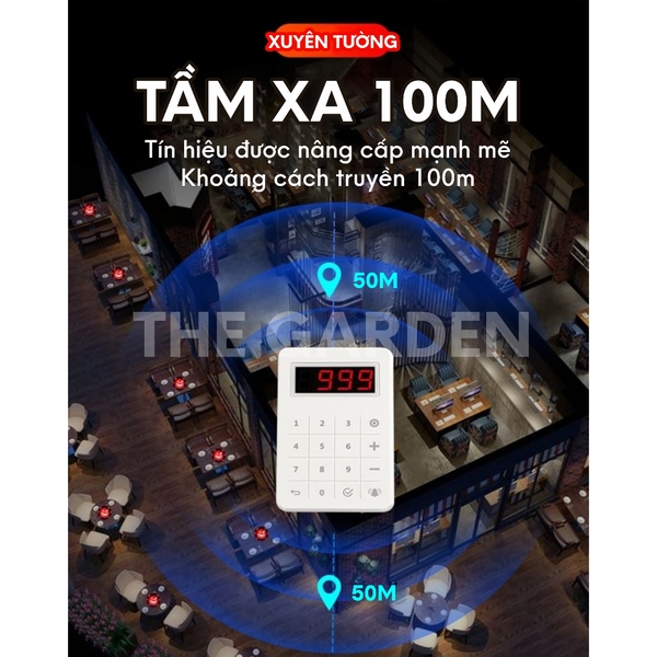Bộ 16 thẻ rung order THE GARDEN gọi khách tự phục vụ tầm xa 100m