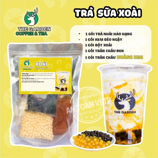 Set nguyên liệu trà sữa Tự Pha THE GARDEN | 30-35 Ly | Nhiều vị