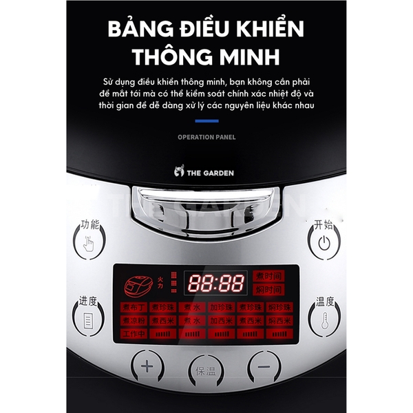 Nồi nấu trân châu tự động THE GARDEN 6L Tiếng Anh