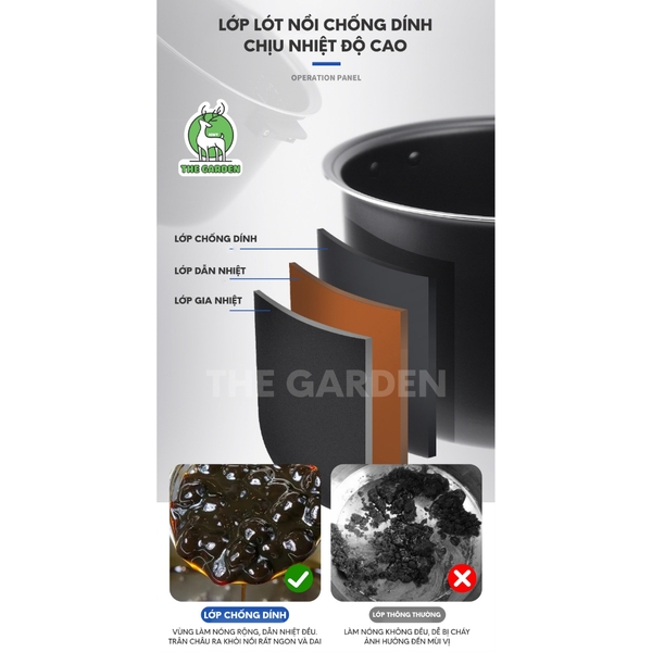 Nồi nấu trân châu tự động THE GARDEN 6L Tiếng Anh