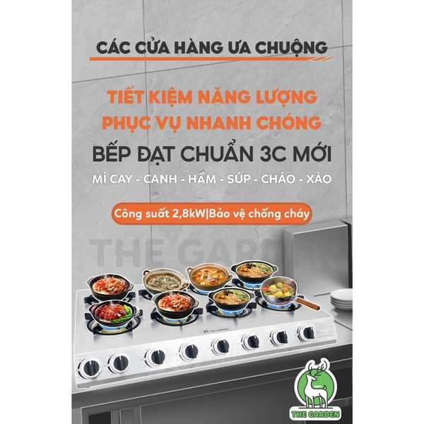 Bếp Gas nấu mì cay, cơm niêu THE GARDEN IGWT | Inox | Bếp 6 họng MỚI
