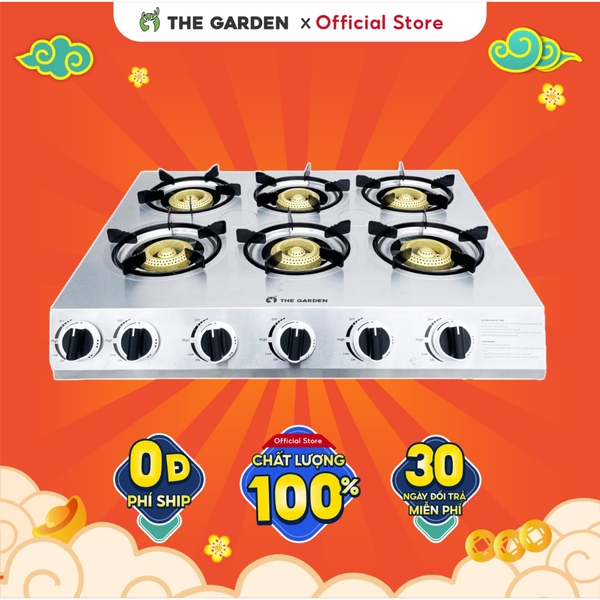 Bếp Gas nấu mì cay, cơm niêu THE GARDEN IGWT | Inox | Bếp 6 họng MỚI
