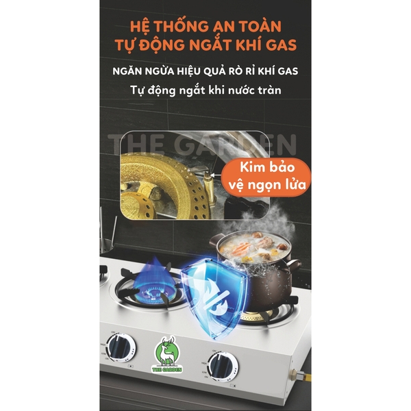Bếp Gas nấu mì cay, cơm niêu THE GARDEN IGWT | Inox | Bếp 4 họng ngang MỚI