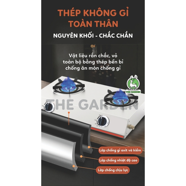 Bếp Gas nấu mì cay, cơm niêu THE GARDEN IGWT | Inox | Bếp 8 họng MỚI