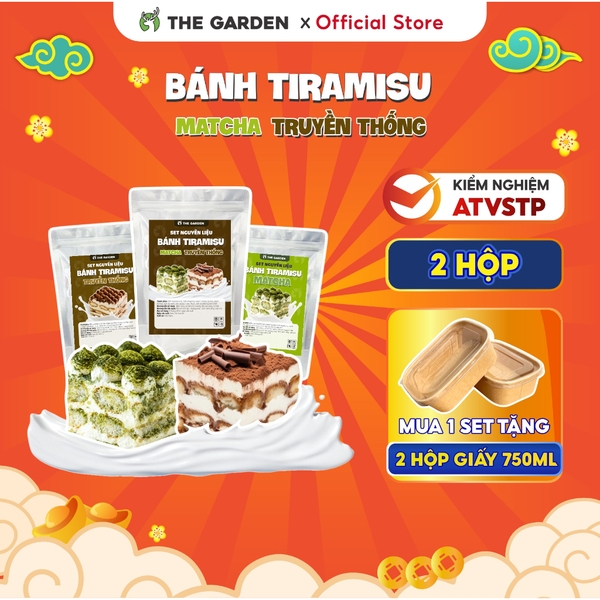 Set làm bánh Tiramisu mini THE GARDEN IGWT vị truyền thống, set nguyên liệu thành phẩm 1 hộp 750ml