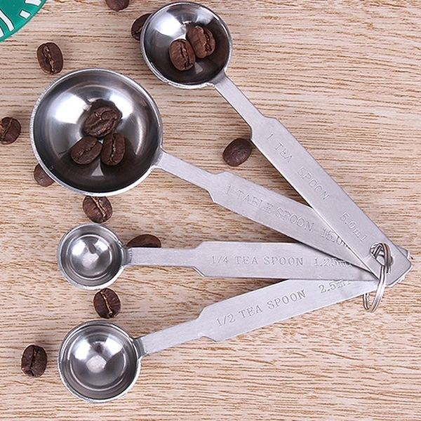 Bộ thìa đong Inox 4 chiếc | Dung tích 1.25ml - 2.5ml - 5ml - 15ml