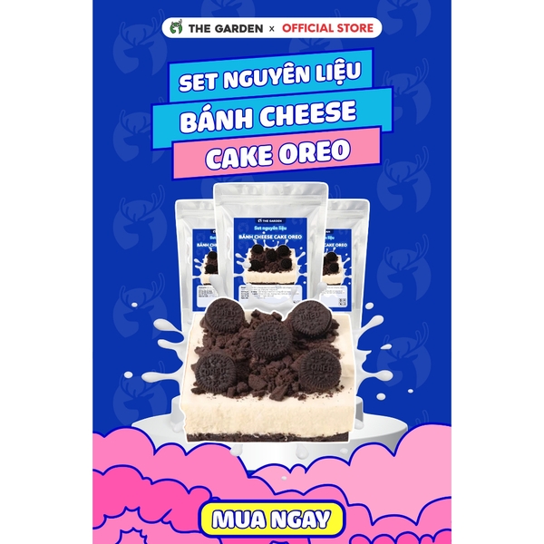 Set nguyên liệu làm bánh Cheese cake Oreo THE GARDEN | Thành phẩm 2 hộp 750ml