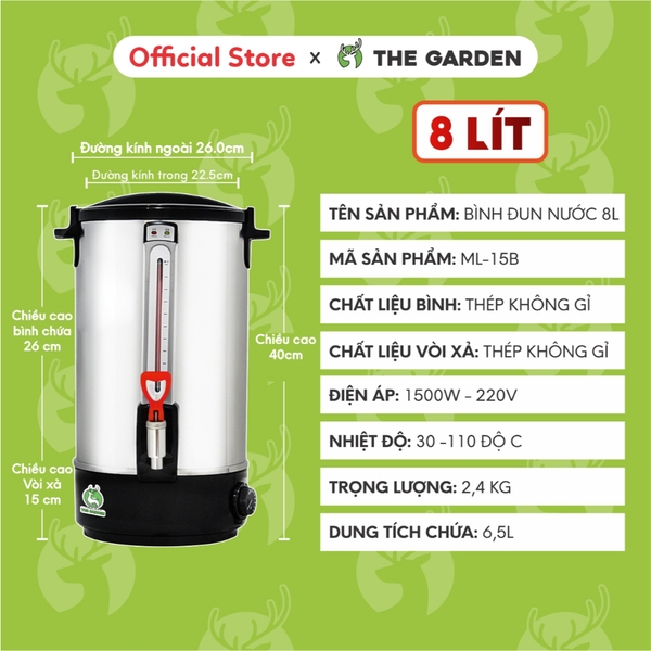 Bình Đun Nước Nóng THE GARDEN 35L | Công suất 2500W