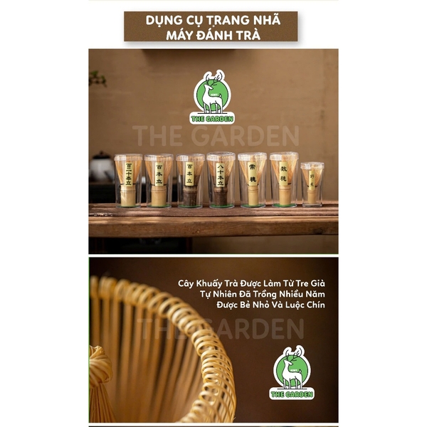 Chổi chasen đánh trà xanh matcha | Chất liệu tre cao cấp| 80 - 100 - 120 Sợi