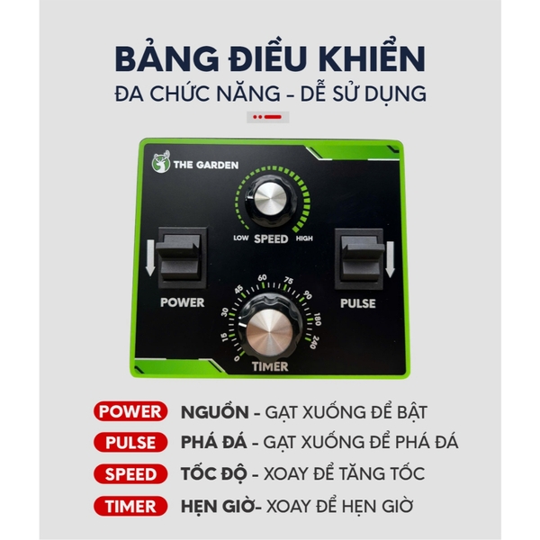 Máy xay sinh tố công nghiệp THE GARDEN TG-68PRO 2200W, hẹn giờ