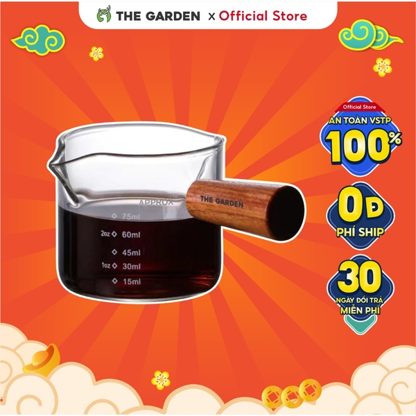 Cốc thủy tinh cán gỗ chia vạch| Dung tích 150ml và 75ml