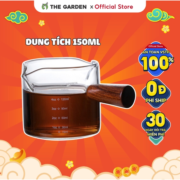 Cốc thủy tinh cán gỗ chia vạch| Dung tích 150ml và 75ml