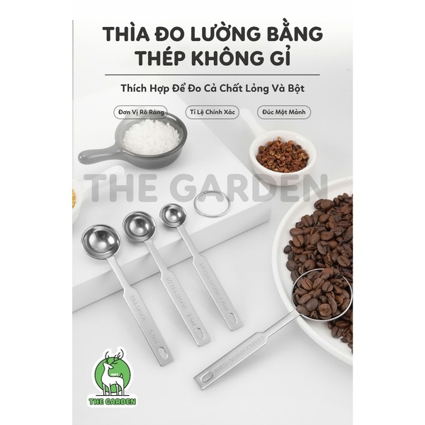 Bộ thìa đong Inox 4 chiếc | Dung tích 1.25ml - 2.5ml - 5ml - 15ml