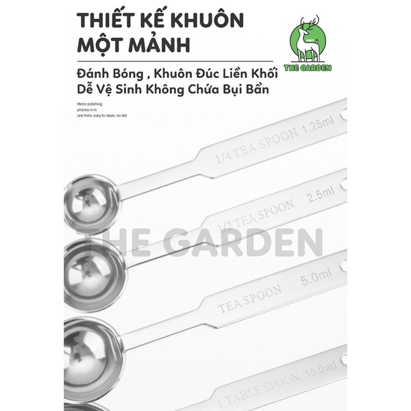 Bộ thìa đong Inox 4 chiếc | Dung tích 1.25ml - 2.5ml - 5ml - 15ml