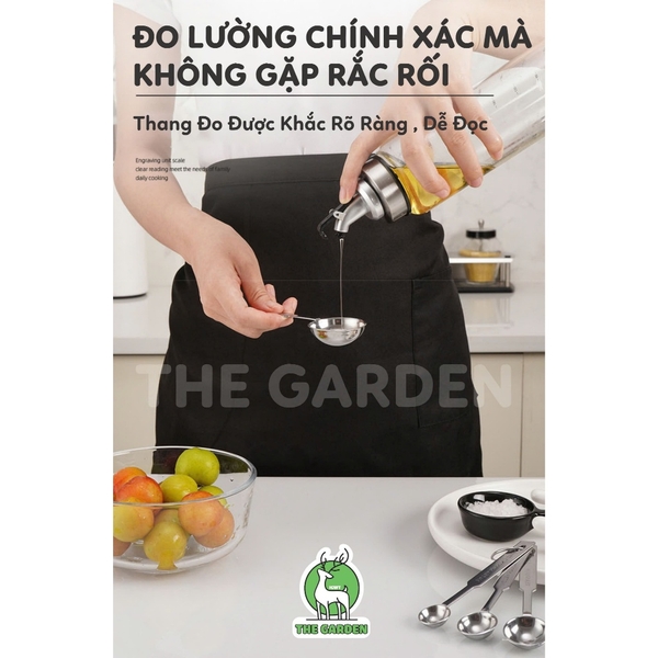 Bộ thìa đong Inox 4 chiếc | Dung tích 1.25ml - 2.5ml - 5ml - 15ml
