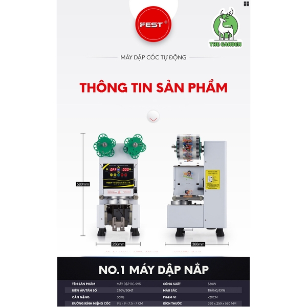Máy dập nắp cốc, Máy ép miệng ly Tự Động FEST RC-95