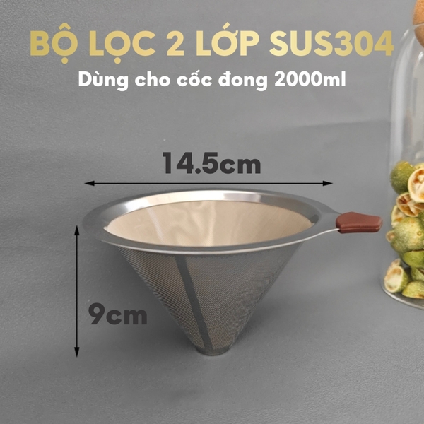 Phễu lọc trà 2 lớp Inox | Đường kính 23cm và 14.,5cm