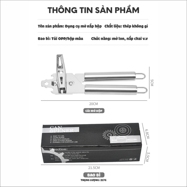 Dụng cụ khui hộp đa năng inox