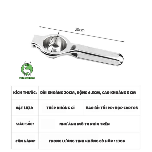 Dụng cụ ép chanh | Chất liệu inox | Kích thước 21cm