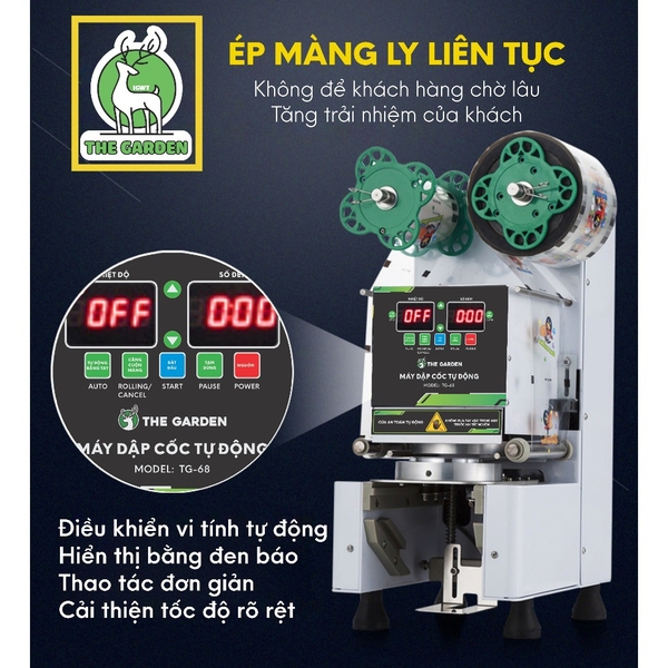 Máy dập nắp cốc, Máy ép miệng ly tự động THE GARDEN TG-88