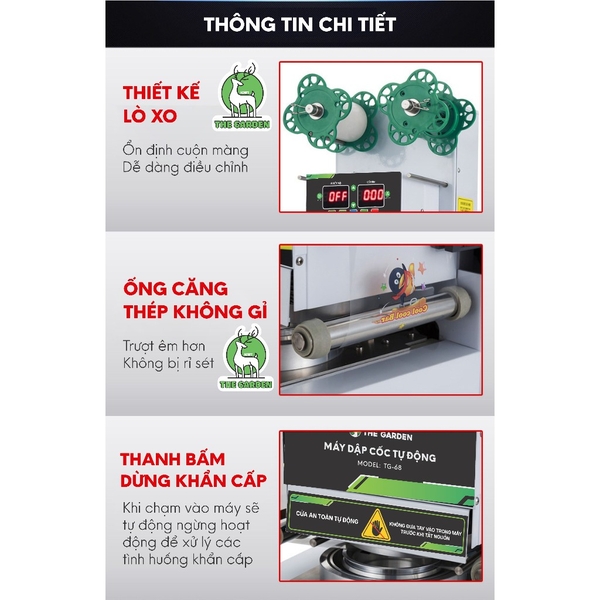 Máy dập nắp cốc, Máy ép miệng ly tự động THE GARDEN TG-88