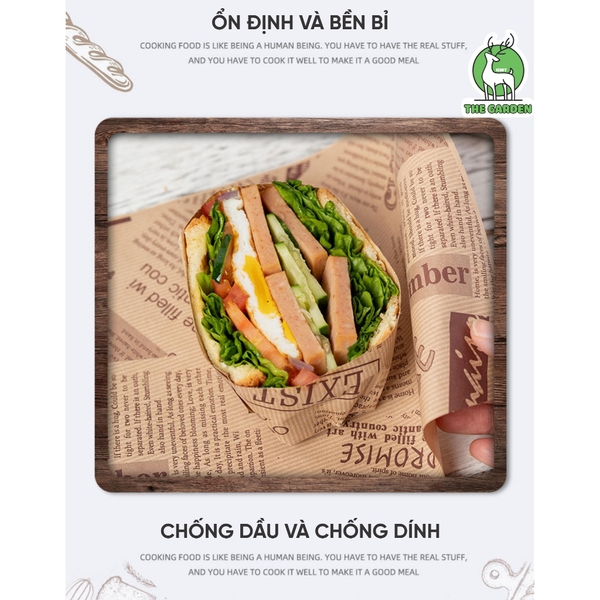 Giấy báo gói bánh sandwich | Kích thước 28x38cm | Combo 50
