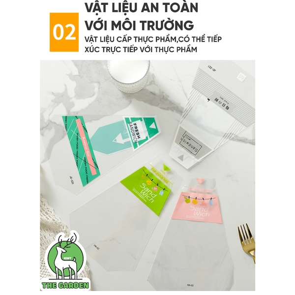 Túi nilon đựng bánh mì bông lan tam giác | Combo 100 túi | Nhiều màu sắc