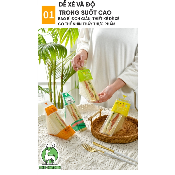 Túi nilon đựng bánh mì bông lan tam giác | Combo 100 túi | Nhiều màu sắc