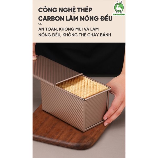 Khuôn nướng bánh mì gối, bánh sandwich  | Chất liệu thép Carbon chống dính | Loại 450g và 250g