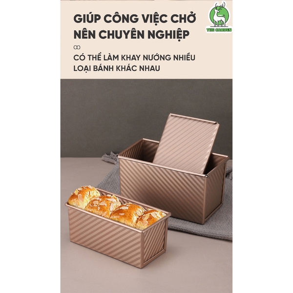 Khuôn nướng bánh mì gối, bánh sandwich  | Chất liệu thép Carbon chống dính | Loại 450g và 250g