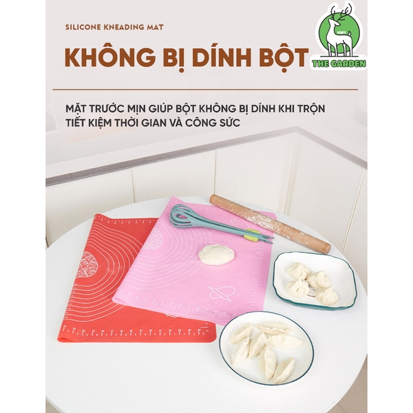 Thảm nhào bột | Chất liệu silicon chống dính | kích thước 40cm x 50cm | Màu hồng, xanh xương, xanh lá cây
