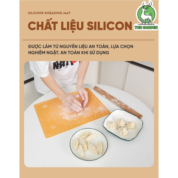 Thảm nhào bột | Chất liệu silicon chống dính | kích thước 40cm x 50cm | Màu hồng, xanh xương, xanh lá cây