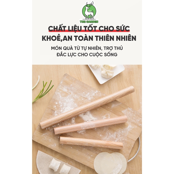 Cây lăn bột làm bánh | Chất liệu gỗ sồi | Kích thước 25 - 30 - 35 cm