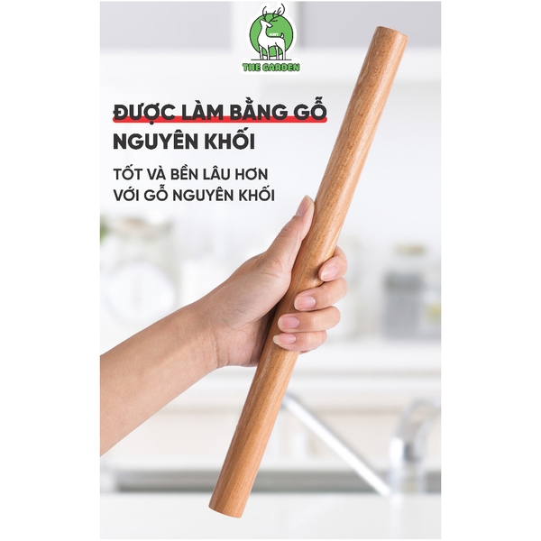 Cây lăn bột làm bánh | Chất liệu gỗ sồi | Kích thước 25 - 30 - 35 cm