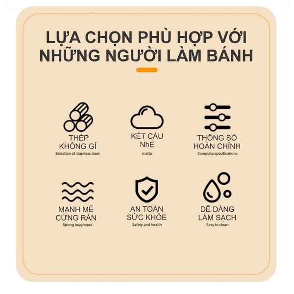 Phơi đánh trứng bằng tay inox | Chiều dài 20 - 25 - 30cm