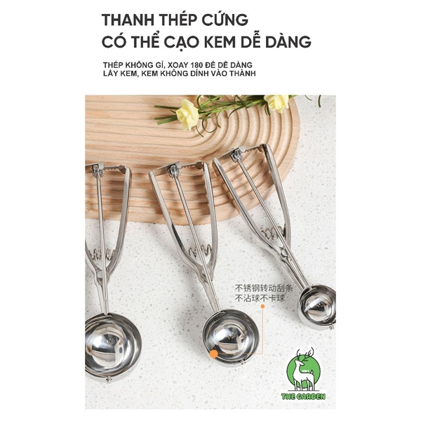 Muỗng múc kem | Chất liệu inox | Đầu múc kích thước 5cm