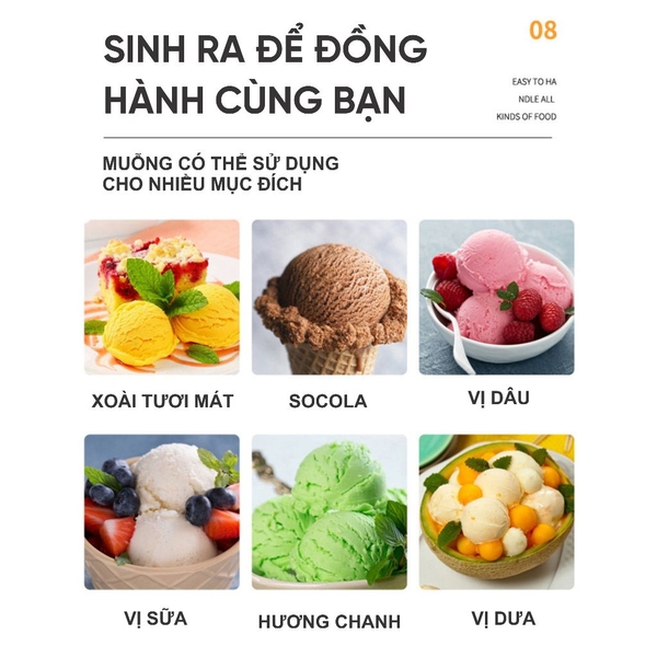 Muỗng múc kem | Chất liệu inox | Đầu múc kích thước 5cm