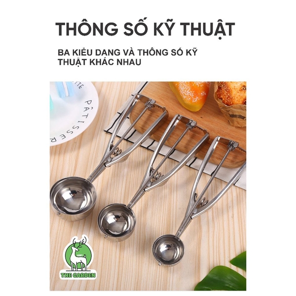 Muỗng múc kem | Chất liệu inox | Đầu múc kích thước 5cm