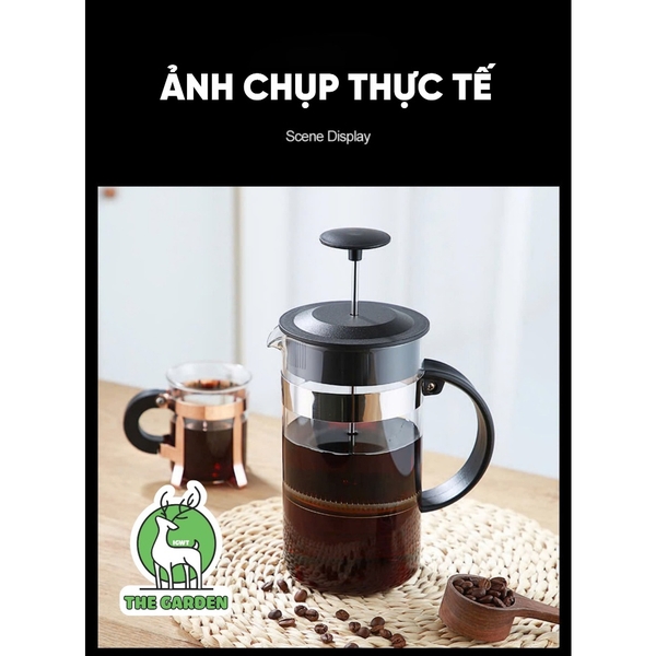 Phin pha cà phê French Press thủy tinh Borosilicate |Dung tích 600 ML và 350ml