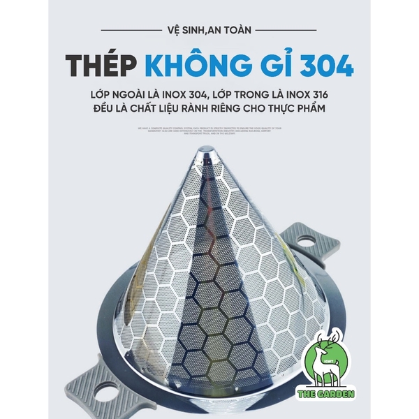 Phễu lọc trà 2 lớp Inox | Đường kính 23cm và 14.,5cm