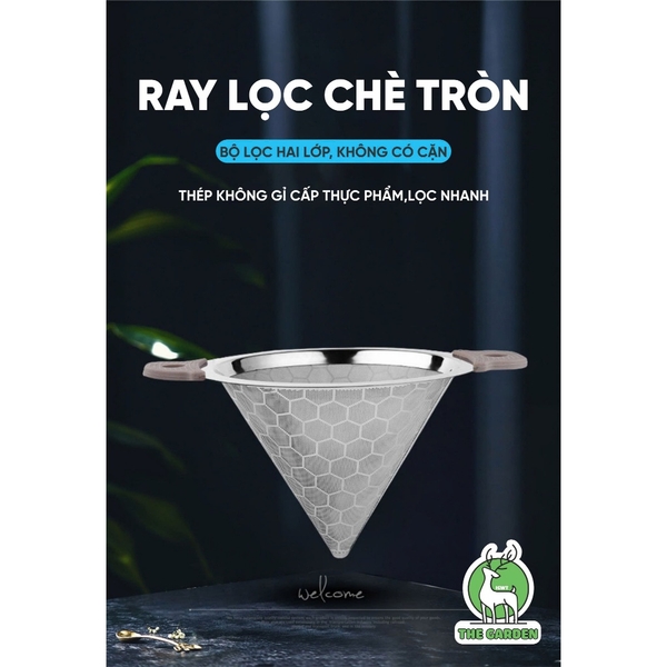 Phễu lọc trà 2 lớp Inox | Đường kính 23cm và 14.,5cm