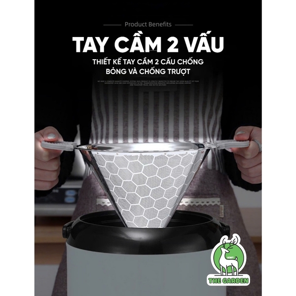 Phễu lọc trà 2 lớp Inox | Đường kính 23cm và 14.,5cm