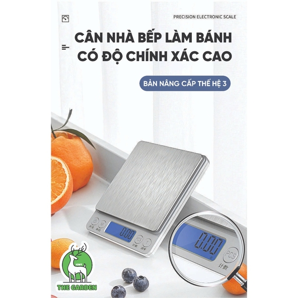 Cân Tiểu Ly Điện Tử | Model i-2000 | Định lượng 3kg - 0.1g | Có đèn LED