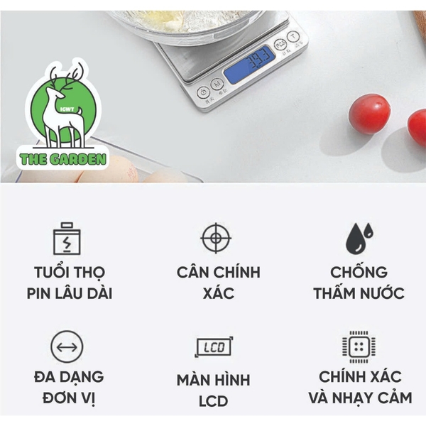 Cân Tiểu Ly Điện Tử | Model i-2000 | Định lượng 3kg - 0.1g | Có đèn LED