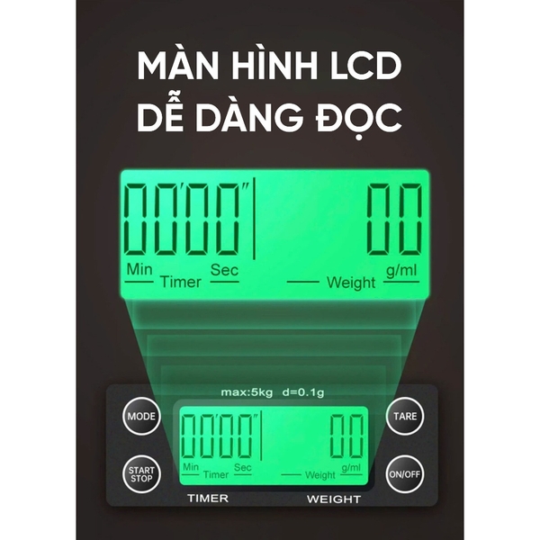 Cân Tiểu Ly Điện Tử | Model MSK-07 | Định lượng 3kg - 0.1g | Có đèn LED